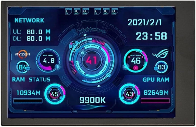 Flylin شاشة صغيرة USB بحجم 3.5 بوصة IPS، مراقب درجة حرارة وحدة المعالجة المركزية، شاشة فرعية من نوع-C، شاشة عرض درجة حرارة AIDA64 لجهاز الكمبيوتر - Image 1